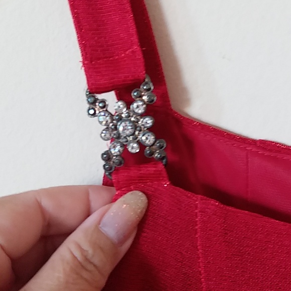 Glittery Red party dress organza USA Medium - Picture 4 of 8